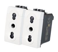 VOLTIX 2 prises bipass bivalentes 2P+T 10/16A prises murales électriques compatibles avec Bticino Living Light et Living International Blanc (2)
