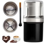 Voltix Electric Multi-Use Cup Grinder, Large Capacity Stainless Steel, Electric Spice Grinder, Adjustable Coarse to Fine for Coffee Beans, Spices, Grains & Nuts (Single+Double Blade Cups)