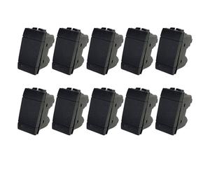 Voltix Lot de 10 interrupteurs compatibles avec Bticino Living Light et Living International, interrupteurs unipolaires Noir, Rocker, Bouton-poussoir, ON-OFF-ON
