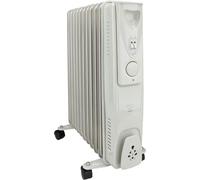 VOLTMAN Radiateur à huile mobile de 2500 W - Thermostat réglable - 3 à 5 niveaux de chauffage - Roulettes intégrées - Silencieux - Idéal pour les pièces à vivre - Blanc