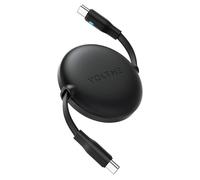 VOLTME Câble USB-C 100W PD 5A TPE, PowerLink YOYO 1,0 m / 3,3 Ft Type-C Mini Câble Rétractable de Charge Rapide Noir, USB c Cordon Longueur à 4 Niveaux pour iphone15, ipad Pro/Air, Galaxy S24, Pixel