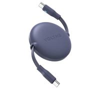 VOLTME Câble USB-C 100W PD 5A TPE, PowerLink YOYO 1,0 m / 3,3 Ft Type-C Mini Câble Rétractable de charge rapide Bleu, usb c cordon longueur à 4 niveaux pour iphone15, iPad Pro/Air, Galaxy S24, Pixel