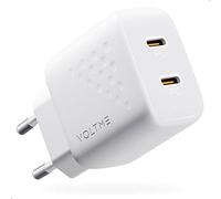 VOLTME Chargeur Double USB-C GaN III 35W Blanc, Chargeur Rapide Puissant 2-Port PD3.0 & PPS pour iPhone 14 13 12, Samsung S22 S21 S20 FE S10 - Blanc