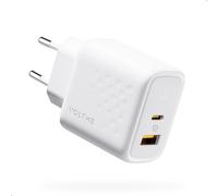 VOLTME Chargeur GaN III 45W Blanc, 2 Ports USB & USB-C pour iPhone 15/Pro, MacBook Air, Samsung Galaxy S23/S22+/S21, Note 20/10, iPad Pro, Pixel, Huawei