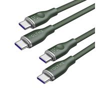 VOLTME Lot de 2 Câble USB C vers USB C PD 5A 100W Nylon Tressé 1,0m, Rugg Cable Charge Rapide USB-C Type C Compatible avec MacBook, MateBook Pro, Pixel 7/6 Pro/5/4XL, iPad Pro, Galaxy, etc (Vert)