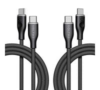 VOLTME Lot de 2 Câble USB C vers USB C PD 60W Nylon Tressé 1,80m, RUGG Câble USB-C Type C Charge Rapide Compatible avec MacBook, MateBook, Pixel 7/6 Pro/5/4XL, iPad Pro, Galaxy S21/Plus, etc (noir)