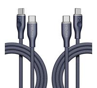 VOLTME Lot de 2 Câble USB C vers USB C PD 60W Nylon Tressé 1,80m, RUGG Câble USB-C Type C Charge Rapide Compatible avec MacBook, MateBook, Pixel 7/6 Pro/5/4XL, iPad Pro, Galaxy S21/Plus, etc (bleu)