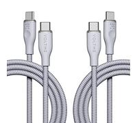 VOLTME Lot de 2 Câble USB C vers USB C PD 60W Nylon Tressé 1,80m, RUGG Câble USB-C Type C Charge Rapide Compatible avec MacBook, MateBook, Pixel 7/6 Pro/5/4XL, iPad Pro, Galaxy S23/Plus, etc (gris)