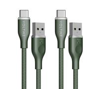 VOLTME Lot de 2 Câble USB vers USB C 3A Nylon Tressé 1,0m, RUGG Câble USB Type C Charge Rapide Compatible avec Pixel 7/6 Pro/5/4XL, iPad Pro, Galaxy S10, Moto G7 Plus, Redmi Note 10 9 8, etc (vert)