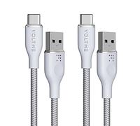 VOLTME Lot de 2 Câble USB vers USB C 3A Nylon Tressé 1,0m, RUGG Câble USB Type C Charge Rapide Compatible avec Pixel 7/6 Pro/5/4XL, iPad Pro, Galaxy S10, Moto G7 Plus, Redmi Note 10 9 8, etc (gris)