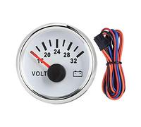 Voltmètre étanche, 52mm / 2in 18-32V Voltmètre 7 Couleurs Rétroéclairage 9-32V Tension de Travail pour Bateau Voiture Camion Moto VTT(Blanc)