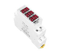 Voltmètre, ampèremètre, monophasé, triphasé, modulaire, affichage numérique LED, détecteur, 1 pièce, rail DIN 18 mm, AC 40-500 V, 220 V, 380 V(TO-3V)