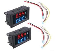 Voltmètre Ampèremètre numérique double affichage DC 0-100 V 0-10 A Rouge Bleu 0,7 cm Panneau mètre pour batterie automobile avec fils de connexion, 2/5 pièces (2 pièces)