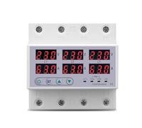 Voltmètre-ampèremètre triphasé 3P+N sur rail DIN, réglable, avec relais de protection contre les surtensions et les sous-tensions (1 pièce).(63A With N 3X120V)