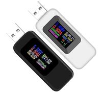 Voltmètre Ampèremètre USB Numérique Noir et Blanc, Lot de 2