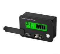 Voltmètre compact et analyseur de capacité 8-30 V CC avec fonction mémoire, port de charge rapide 18 W pour batteries solaires de voiture, bleu (vert)
