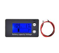 Voltmètre DC 10 100 V voltmètre numérique batterie voltmètre moyen LCD tension équipement outil pour industriel((10 100V) blue + alarm + temperature)