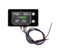 Voltmètre de batterie avec contrôle de la température pour systèmes DC 10 V 100 V avec affichage numérique clair et alarme haute basse tension
