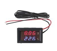 Voltmètre de voiture 12 V 24 V avec câbles Affichage numérique LED Voltmètre Panneau Jauge de température en forme de carré Testeur de température numérique Thermomètre Pyromètre Humidité Baromètre