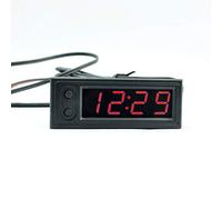 Voltmètre Montre thermomètre 3 en 1 12 V voiture numérique étanche antichoc CC 12 V LED affichage numérique voltmètre LED pour moto voiture