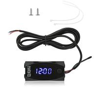 Voltmètre Moto LED, Akozon 3-en-1 Moto Voltmètre Thermomètre Tension Horloge Électronique Jauge IP67 Compteur Étanche 6V-30V