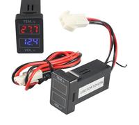 Voltmètre Numérique à Affichage LED - Indicateur de Tension et Température,Jauge de Tension pour Voiture,Voltmètre Moteur pour Véhicules Voitures Moto Camions Camping-Cars Poids Lourds Groupes Electro