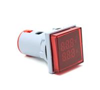 Voltmètre numérique à LED AC 22 mm 60-500 V 0-100 A, ampèremètre, voyants de signalisation, tension 220 V, ampèremètre, indicateur, testeur, détecteur(Square Red)