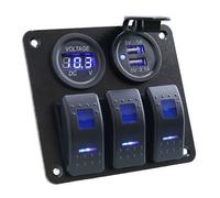 Voltmètre numérique, double Port USB, panneau de commutation de bateau, panneau de commutation de voiture, sortie DC 12-24V, combinaison LED, panneau de commutation à bascule