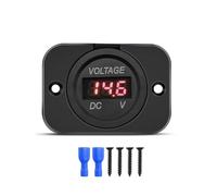 Voltmètre numérique étanche 12-24 V CC, de forme ronde, avec affichage LED, for voiture, moto, bateau et camping-car.(Red)