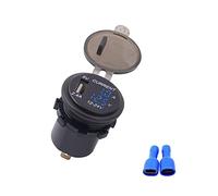 Voltmètre numérique LED Riloer pour voiture, chargeur rapide USB, combo 12-24 V CC, compatible avec motos, voitures, bateaux, yachts, caravanes, bus, lumière bleue