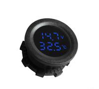 Voltmètre numérique LED rond DC 12 V-24 V, panneau d'affichage de tension étanche avec fonction de protection (bleu)