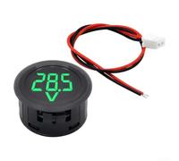 Voltmètre numérique LED rond DC 5-100 V, voltmètre à 2 conducteurs avec installation de 34 mm, affichage précis pour voiture, moto, bateau, VTT, rouge/vert/bleu (vert)
