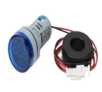 Voltmètre numérique miniature, affichage LED lumineux, panneau indicateur circulaire cinq couleurs 22 mm 12-500 V AC(B1ue)
