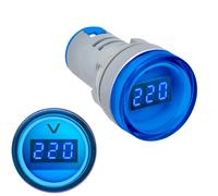 Voltmètre Numérique Rond Ad16-22dsv 22mm Ac 60-500v Mini Mètre De Tension Led Affichage Numérique Voltmètre Voyant Lampe Pilote - Type Blue