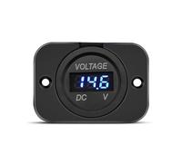 Voltmètre numérique rond DC 12-24 V avec écran numérique for voiture, moto, bateau(Red add cable)
