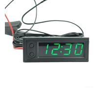 Voltmètre pour voiture 3en1 LED Thermètre Horloge DC Voltmètre(Green)