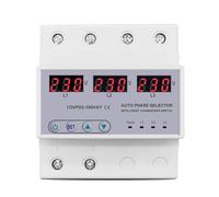 Voltmètre sélecteur de phase triphasé 3P+N for rail DIN avec protection réglable contre les surtensions et sous-tensions, relais surveillance, 1 pièce(100A phase selector)