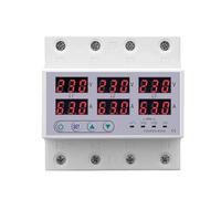 Voltmètre Triphasé 3P+N DIN Rail Ampèremètre Réglable Protection De Limite De Courant De Surtension Et De Sous-tension Relais De Surveillance Protecteur(63A without N 380V)