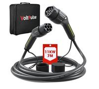 VoltPulse Type 2 Câble de Recharge Voiture Electrique, 11kW 16A Triphasé 7M EV/Véhicule Electrique et Hybride Rechargeable de Type 2 à Type 2 avec Sac de Transport, Compatible avec Model 3 Zoe e-Tron