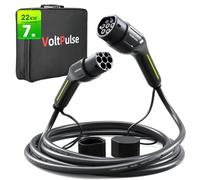 VoltPulse Type 2 Câble de Recharge Voiture Electrique, 22kW 32A Triphasé 7M EV/Véhicule Electrique et Hybride Rechargeable de Type 2 à Type 2 avec Sac de Transport, Compatible avec Model 3 Zoe e-Tron