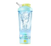 VOLTRX Shaker Electrique-Vortexboost USB C Rechargeable Portable Shaker Proteines,Shaker Sport Pour Shakes Proteines et Substituts de Repas,Sans BPA,IPX5 Etanche, Base Lumineuse Coloree, 600ml,Cyan
