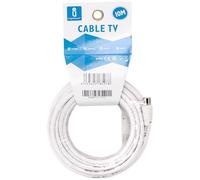 VoltShine Câble TV de 10 mètres de couleur blanche, idéal pour les connexions sécurisées TV et appareils multimédias, sans interférences.