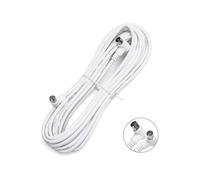 VoltShine Câble TV de 8 mètres avec connecteur à angle droit blanc. Idéal pour des connexions discrètes et ordonnées, assurant une transmission optimale du signal et sans nœuds.