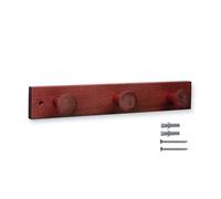 VoltShine Crochet mural en bois avec 3 boutons texturés de couleur rouge, idéal pour l'organisation et la décoration dans la maison et le bureau.