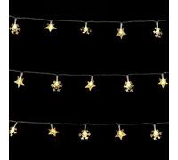 VoltShine Guirlande lumineuse LED en forme d'étoile et flocon de neige, alimentée par piles 3AA, blanc chaud, 2,5 m, idéale pour la décoration d'événements.