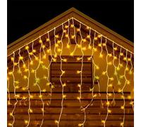 VoltShine Guirlande lumineuse plate en forme de stalactite, batterie 3AA, blanc chaud, 5 m x 0,6 m, idéale pour la décoration et l'ambiance festive.