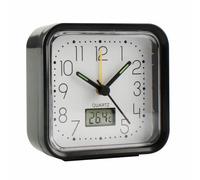 VoltShine Horloge analogique avec Alarme, Dimensions 82 x 82 x 38 mm, Couleur Noire, idéale pour Un Usage Quotidien et des rappels.