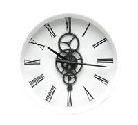 VoltShine Horloge Murale Blanche et Noire 46 x 46 x 7 cm avec Engrenages en Mouvement, idéale pour décorer et Donner du Style à n'importe Quelle pièce.