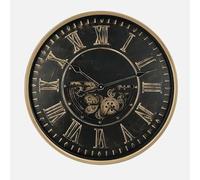 VoltShine Horloge Murale Noire et Or, 60 x 60 x 8 cm, avec Mouvement d'engrenage, idéale pour la décoration intérieure et Le Design Moderne.