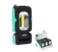 VoltShine Lampe de travail LED avec COB, aimant télescopique, 200 lm, dimensions 2 x 12 x 16 cm, base articulée et aimantée, piles incluses, idéale pour l'éclairage des tâches manuelles.